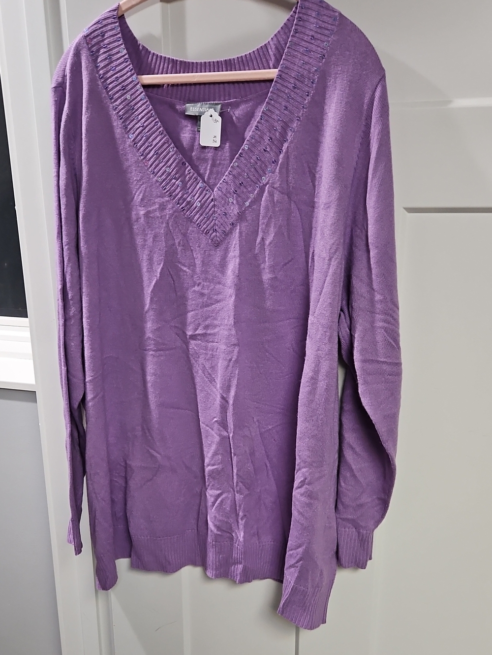 Essentials Purple V-Neck Women's Sweater